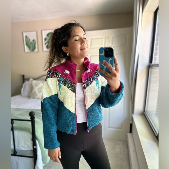 Disney Encanto faux Shearling Teddy colorful zip up jacket kids size 13 - Picture 5 of 17